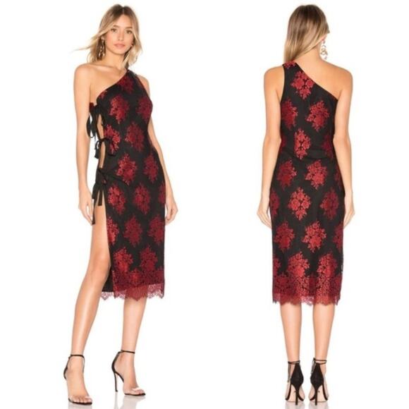 h:ours Dresses & Skirts - New H:ours One Shoulder Leonardo Lace Dress in Spanish Red Size Small